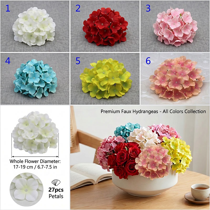 Ready Stock Artificial Hydrangea Head DIY Assemble Floral Decor For Household Party Festive Ornament