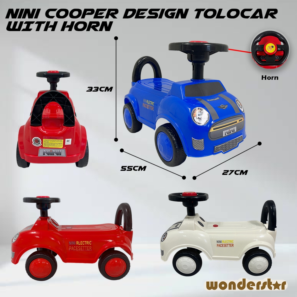 NINI COOPER DESIGN TOLOCAR WITH HORN FOR KIDS 1-3 YEARS OLD/ KERETA TOLAK DESIGN KERETA UNTUK UMUR 1-3