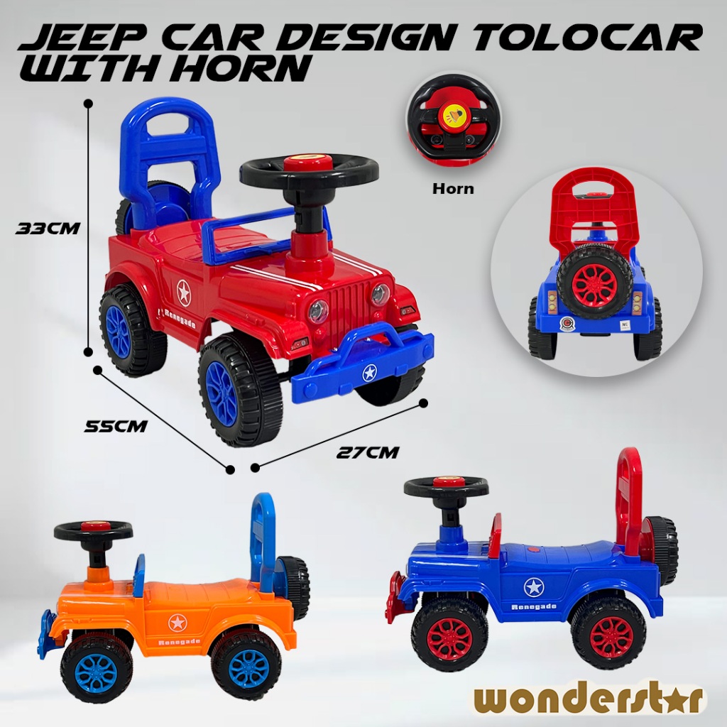 JEEP DESIGN TOLOCAR WITH HORN FOR KIDS 1-3 YEARS OLD/ KERETA TOLAK DESIGN KERETA UNTUK UMUR 1-3