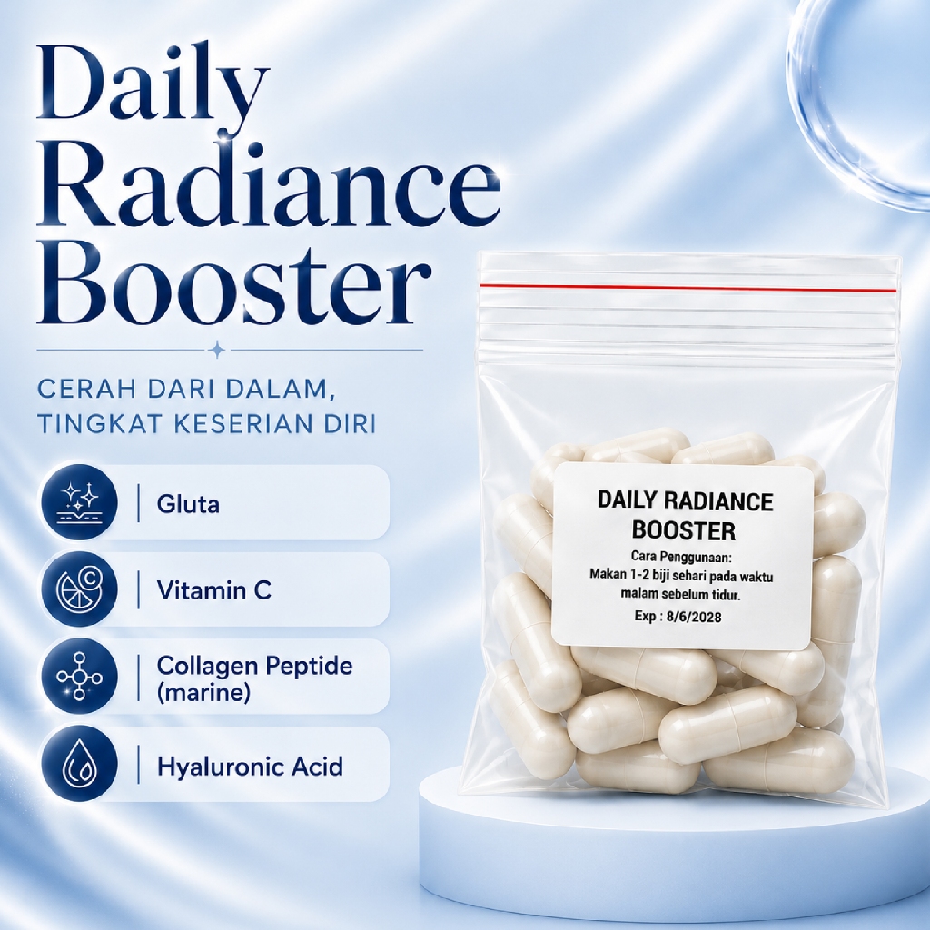 1 PCS DAILY RADIANCE BOOSTER - GLUTA THIONE COLLAGEN HYALURONIC VITAMIN C