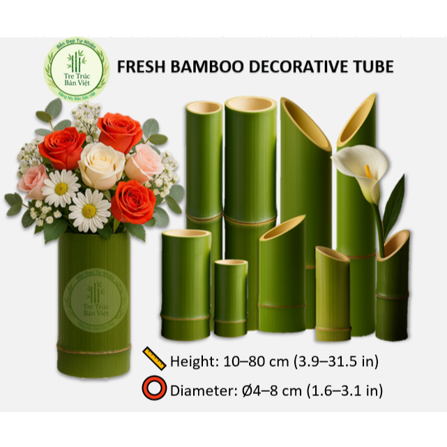 FRESH DECORATIVE BAMBOO TUBE, FOR FLOWER ARRANGEMENT TUBE (Ø 4cm - 8cm)