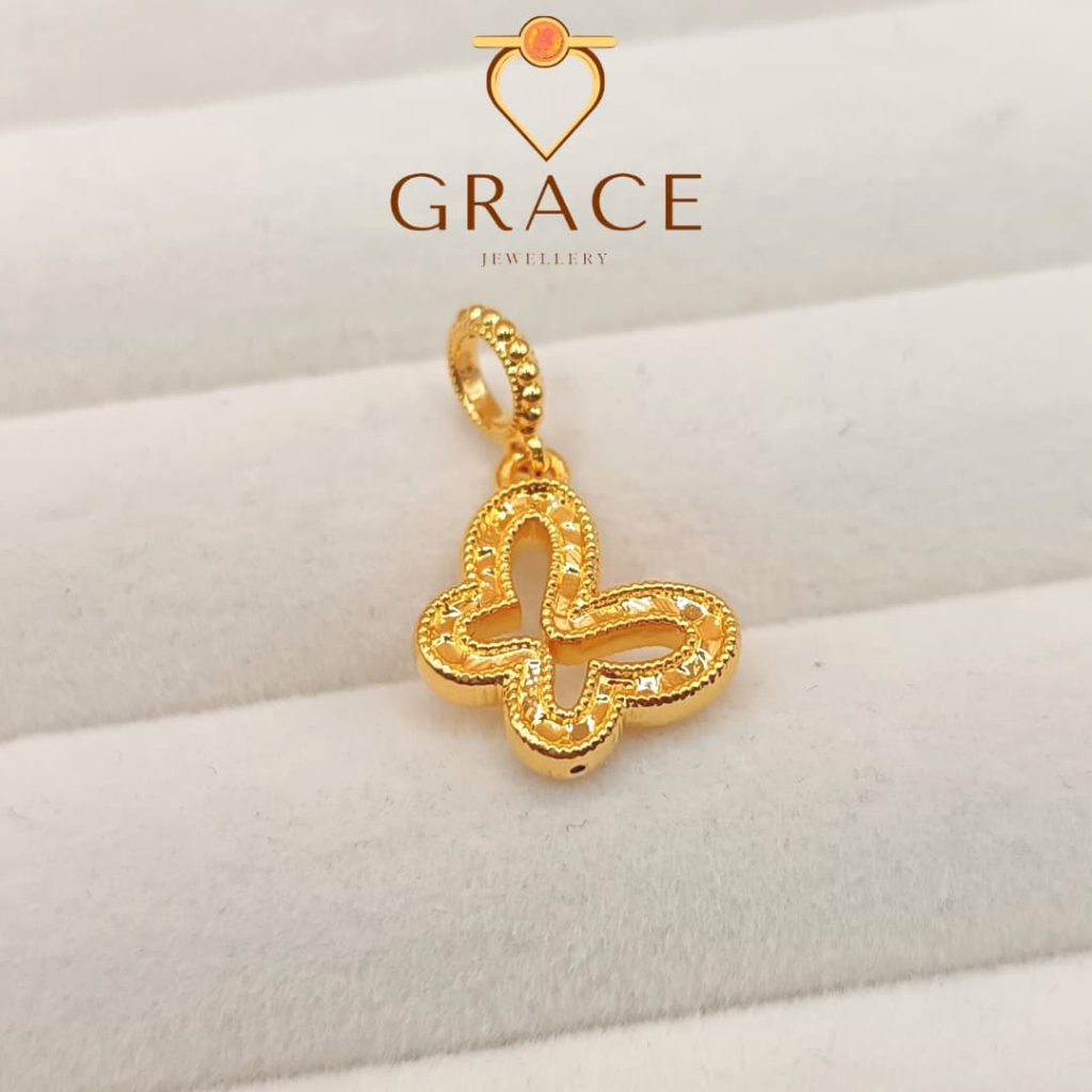 Grace Jewellery Gold 916 GRC000282 0.33gm Crushed Ice Butterfly/Emas 916 Sparkling Butterfly/黄金916碎碎冰蝴蝶吊坠