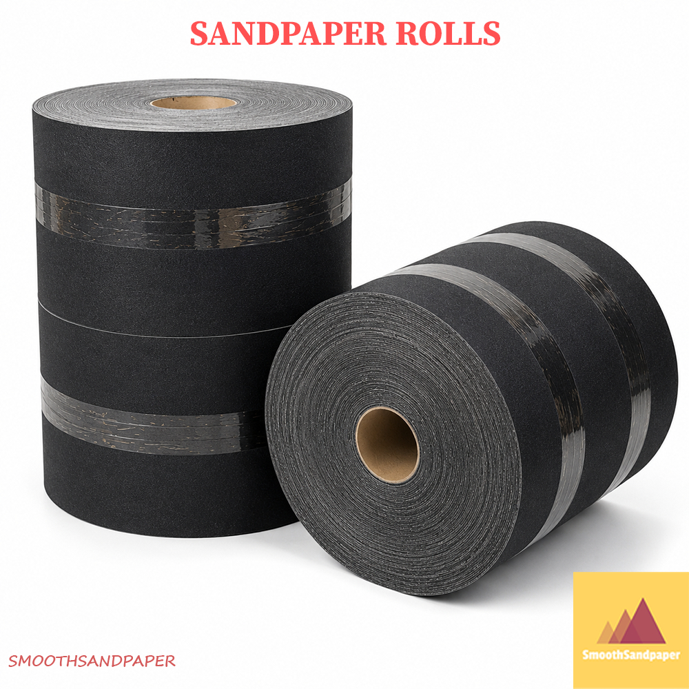 Black Sanding Roll Abrasive Paper P60-P320 Heavy Duty Tear Resistant for Aerospace Component Wood Floor Parquet Sanding