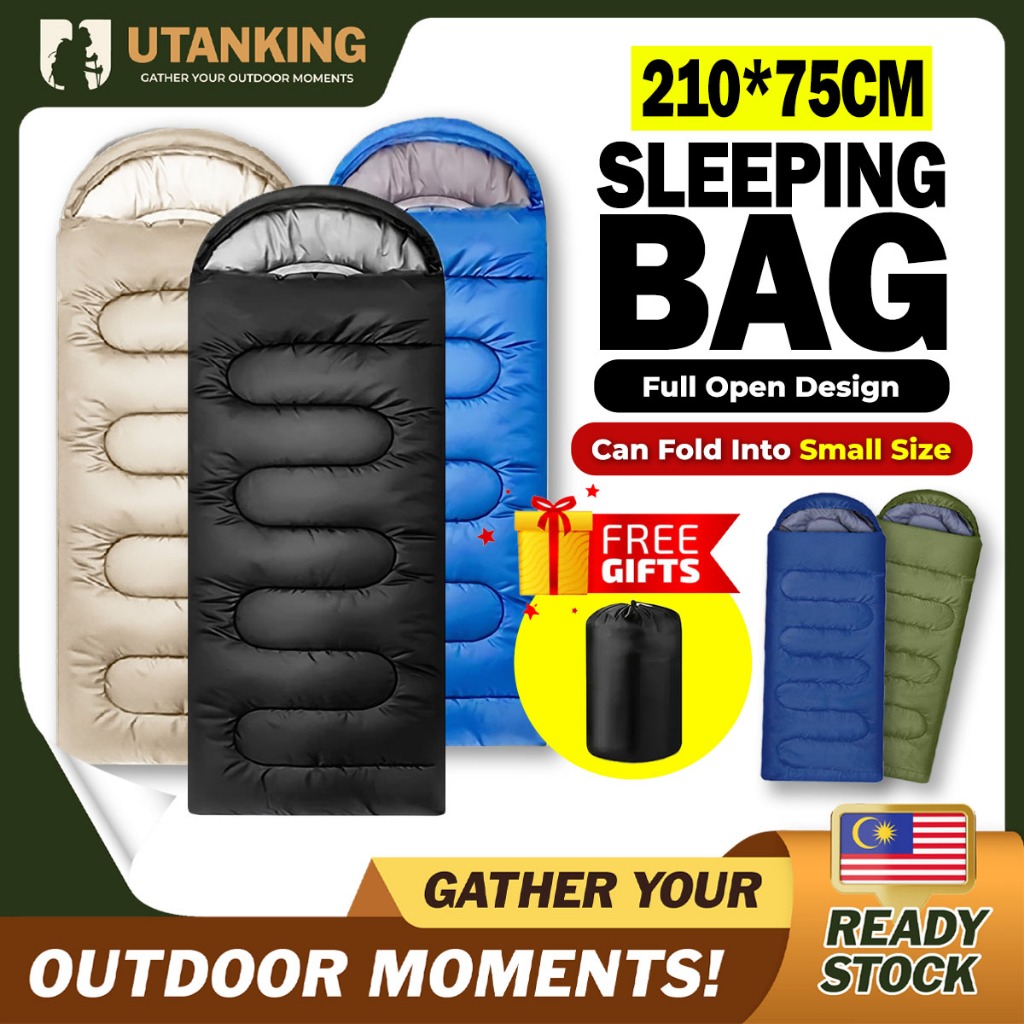 UtanKing™ Premium Sleeping Bag Hooded Sleep Bags Camping Hiking Warm Blanket Picnic Mat Beg Tidur