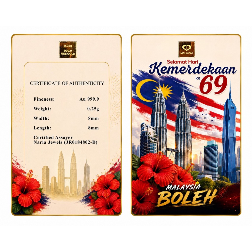 Naria 999.9/24K Gold Bar 0. Edisi Merdeka 69 Malaysia Pelaburan Emas Investment&hellip;