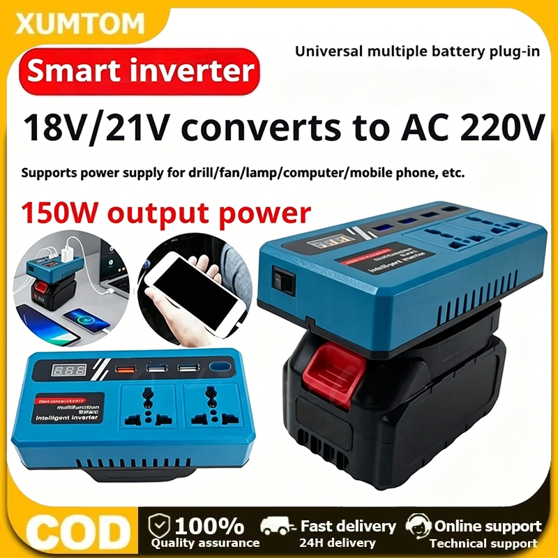 Portable Power Inverters for 20V Battery Inverter 20v to 220v Converter with 4in1 USB,AC Outlet and Type-C Fast Charging
