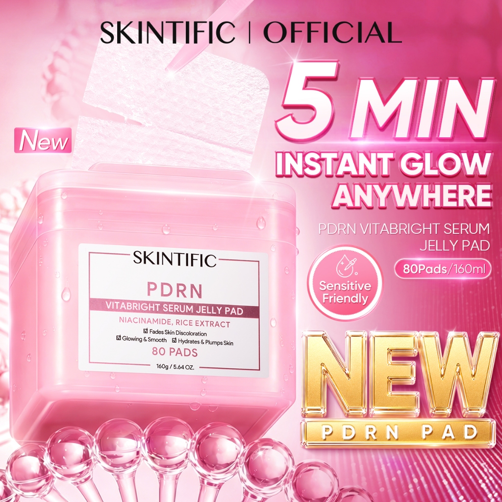 SKINTIFIC PDRN VitaBright Jelly Pad Niacinamide Instant Glowing Fade Skin Hydrated Makeup Base Toner