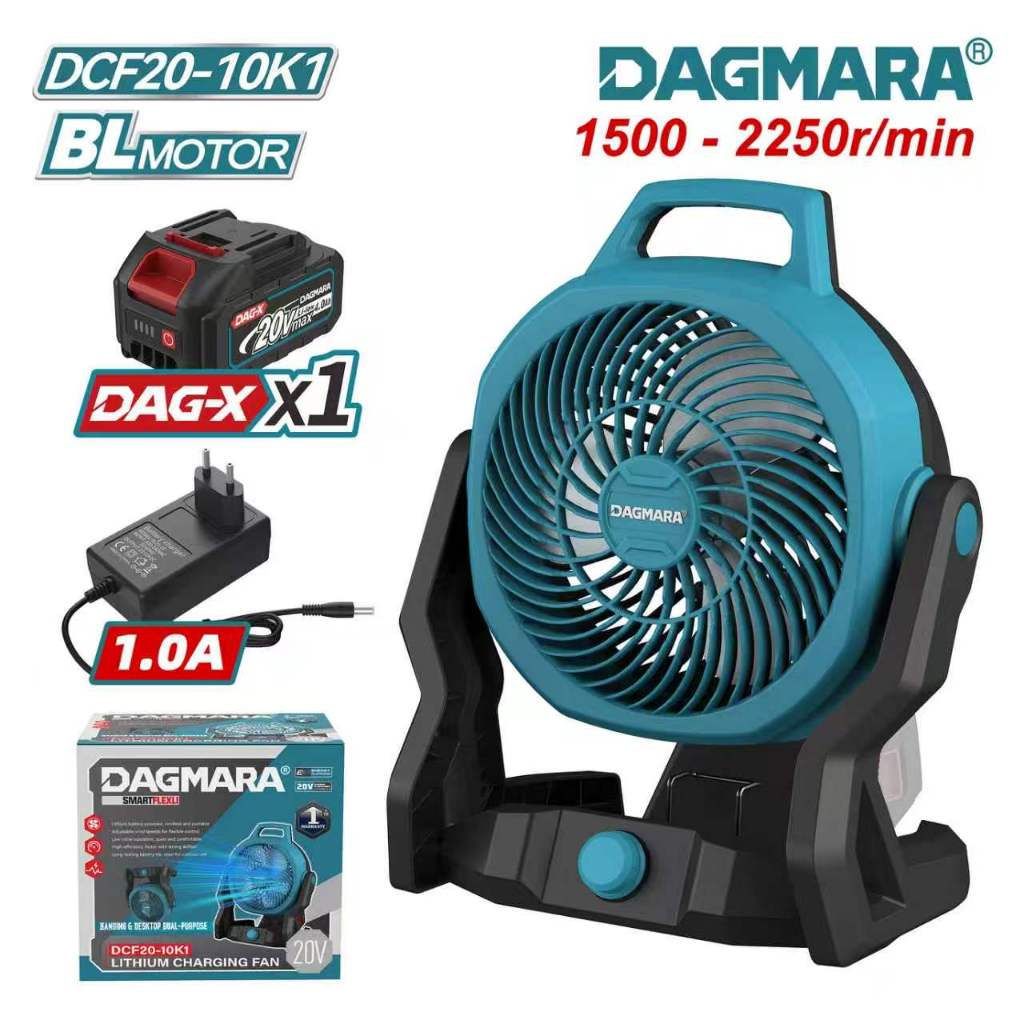 Dagmara 10 inch Portable Fan High Power Outdoor Desktop Cooling Fans Adjustable Cordless Fan for Makita Lithium Battery