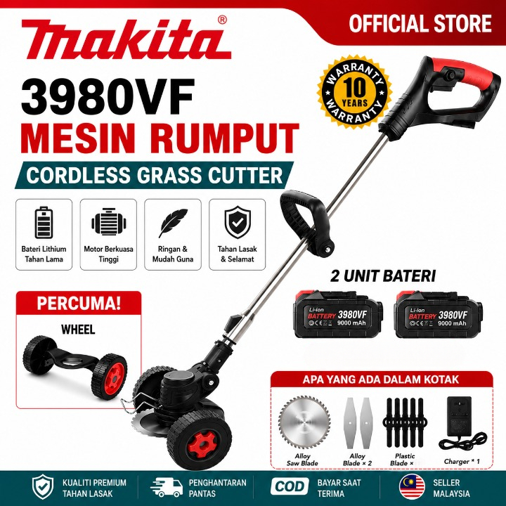 MAKITA Mesin Rumput Heavy Duty Mesin Rumput Bateri Mesin Potong Rumput Grass Cutter Machine 割草机