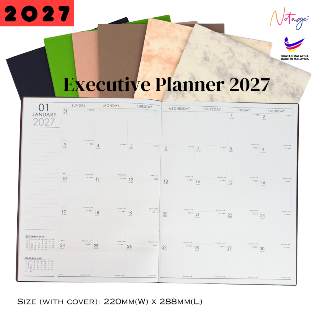 Executive Planner 2027 A4 Size Corporate Planner Planning Column Calendar Diary Table Desk Yearly Monthly Planner