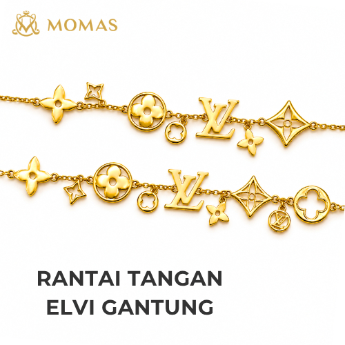 MOMAS RANTAI TANGAN ELVI GANTUNG 5D Bajet Emas 916 Tulen Rantai Tangan Emas 916 Rantai Tangan Emas 916 Tulen Emas 916