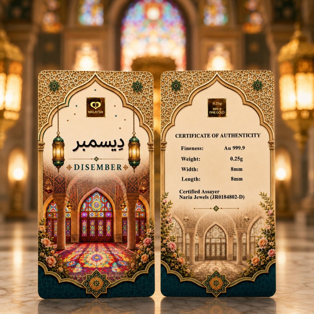 Naria 999.9/24K Gold Bar 0.25gm Disember Jawi Islamic Calendar Gold Bar Emas&hellip;