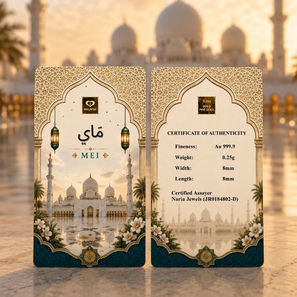 Naria 999.9/24K Gold Bar 0.25gm Mei Jawi Design Islamic Calendar Collection Pelaburan&hellip;