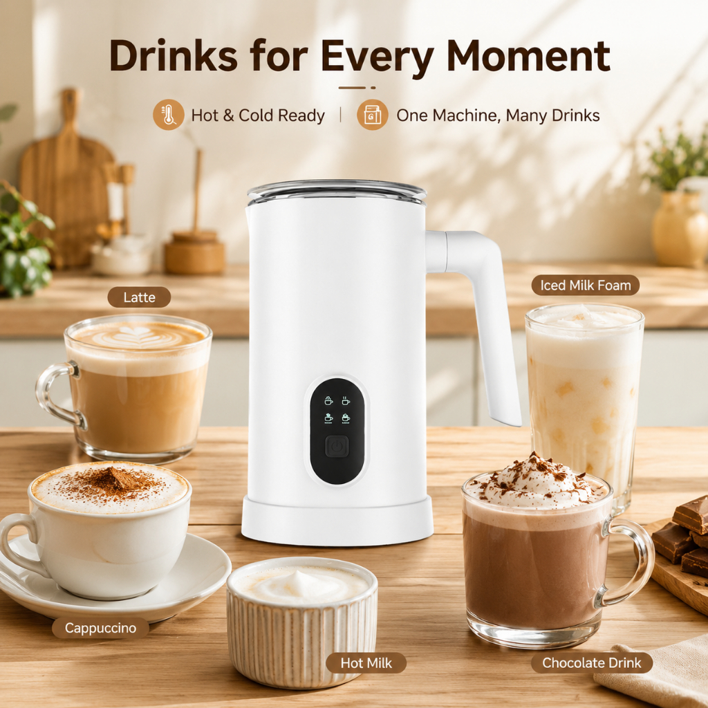 Cafelffe Electric Milk Frother Mesin Pembuih Susu Panas Sejuk Fully Automatic Latte Cappuccino Coffee Steamer Home 电动奶泡机