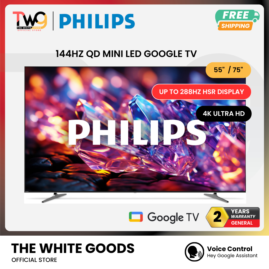[FREE SHIPPING] Philips 55” / 75" 4K QD Mini LED Google TV | HSR 244Hz Game Boost | Dolby Vision | P5 Engine
