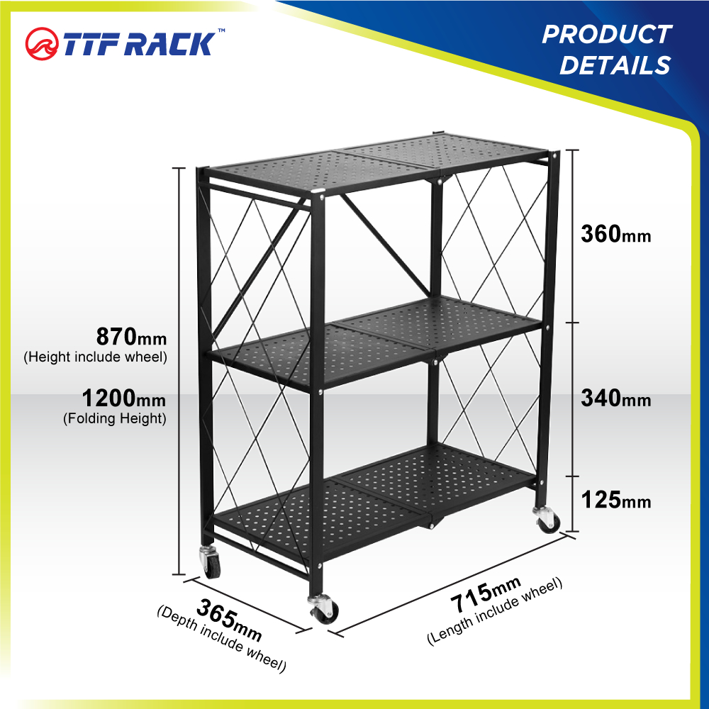 TTF RACK™️(FS SERIES) Rak Dapur Serbaguna Foldable Storage Rack Rak Besi Bertingkat Kitchen Rack Kitchen Cabinet Rack