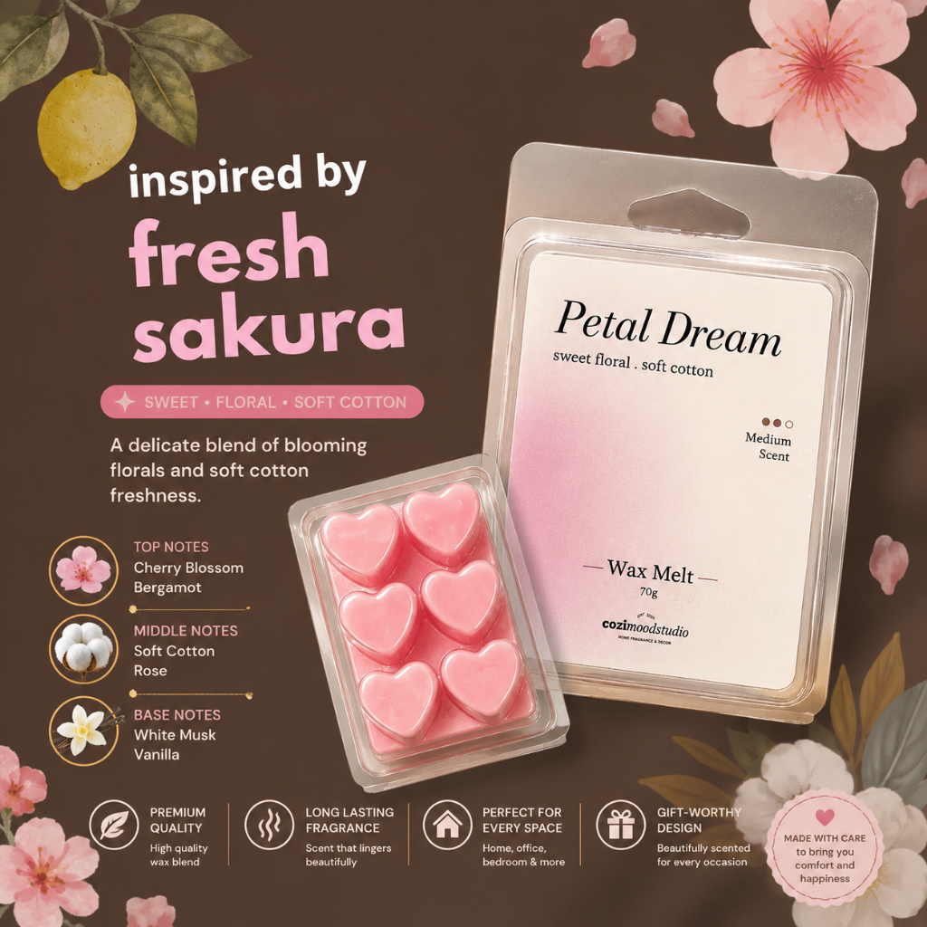 INS Hotel Inspired Wax Melt Petal Dream Handcrafted Candle Artisan Lilin Wangi Cozi Mood Studio 70g Handcrafted