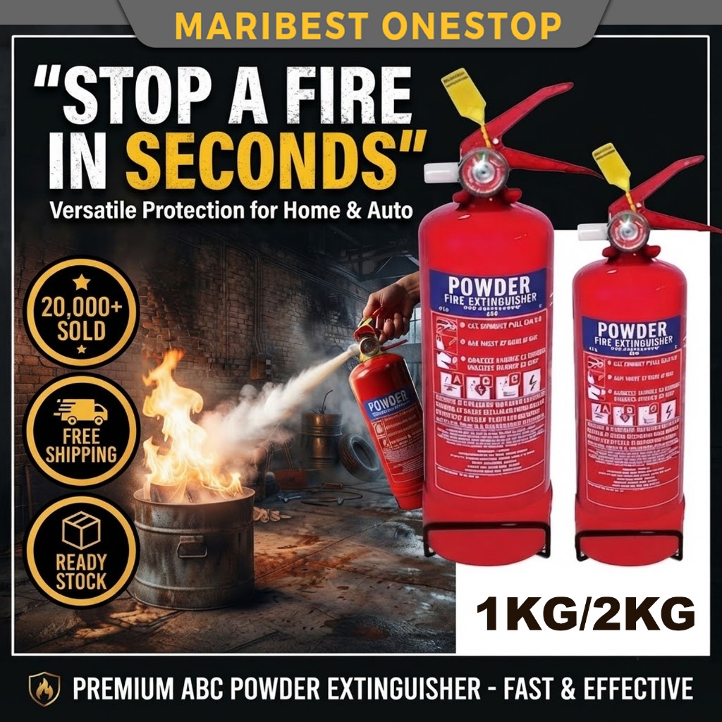 1KG/2KG ABC Powder Fire Extinguisher for Car Home Pemadam Api Kereta Rumah Mini Dry Powder FIre Extiguisher Portable 灭火器