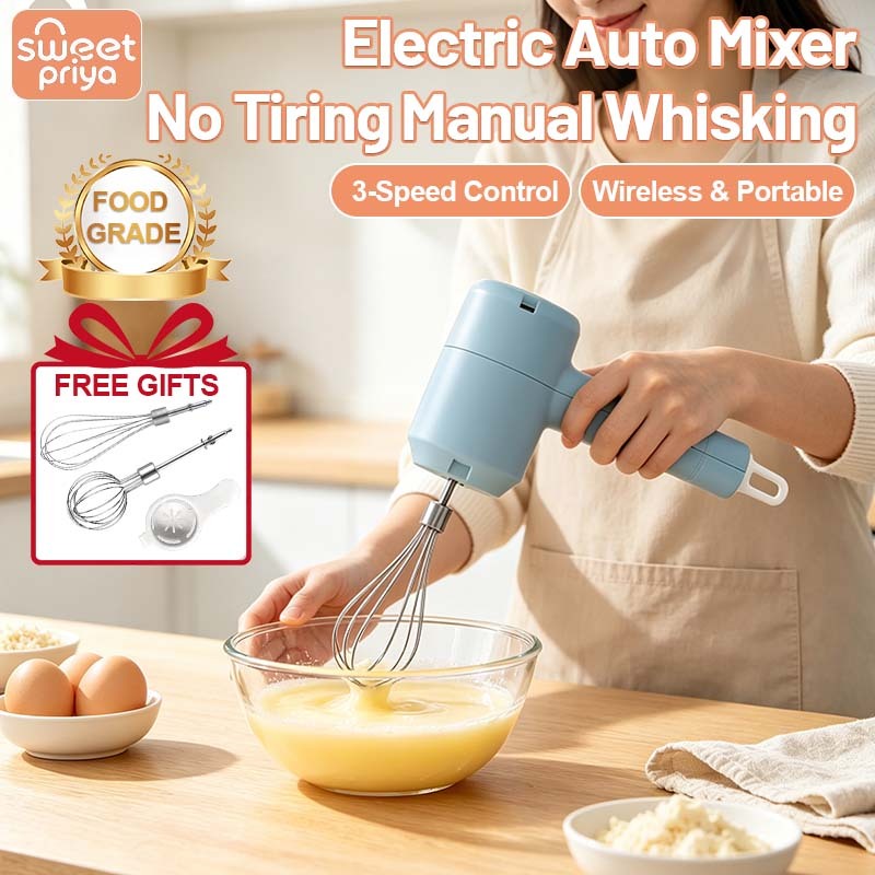 3 Speed Wireless Electric Hand Mixer Portable Egg Beater Cream Dough Blender Home Baking Mesin Bancuh Telur 搅拌器