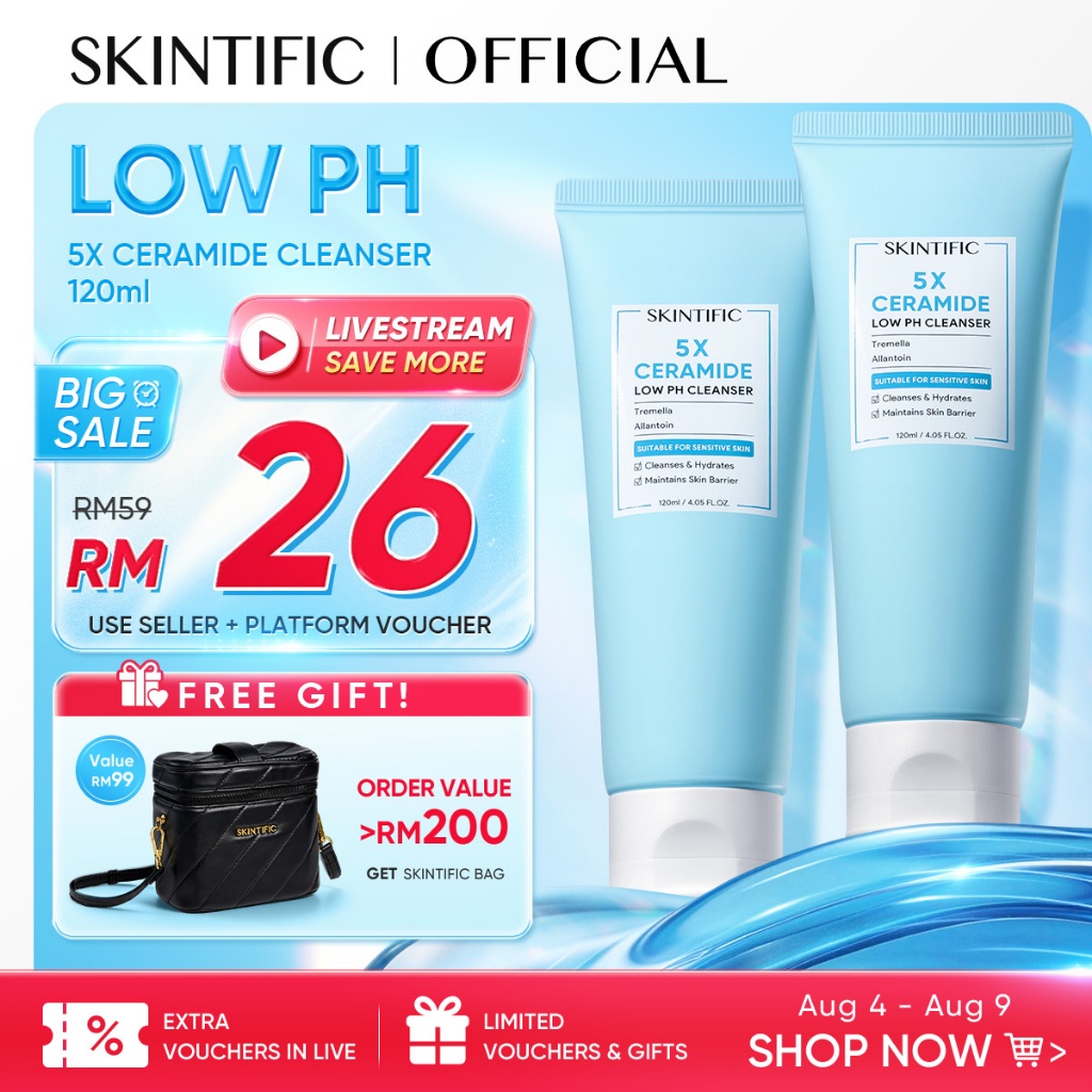 SKINTIFIC 5X Ceramide Low pH Cleanser Face Wash Pencuci Muka Oil Control Sensitive Skin oil cleanser Repair Barrier 洗臉霜