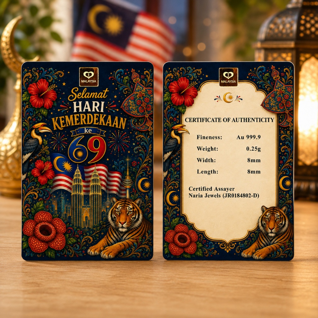 Naria 999.9/24K Gold Bar 0.25gm Merdeka Ver 4 2026 Ke-69 Design Edisi&hellip;
