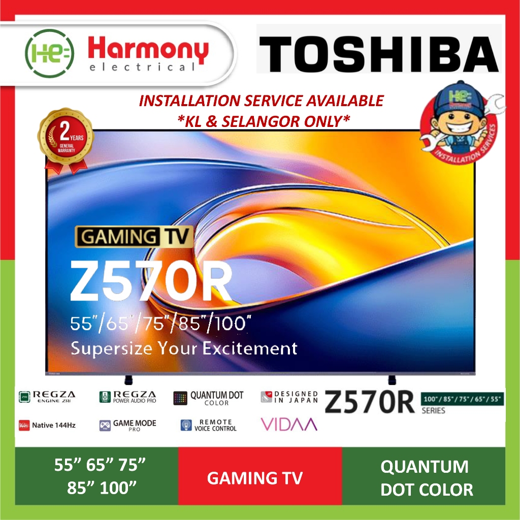 【FREE TV Stand】TOSHIBA 98" 100" 4K UHD Smart Gaming TV 144Hz REGZA Power Audio PRO 100Z570RP Z570 SERIES