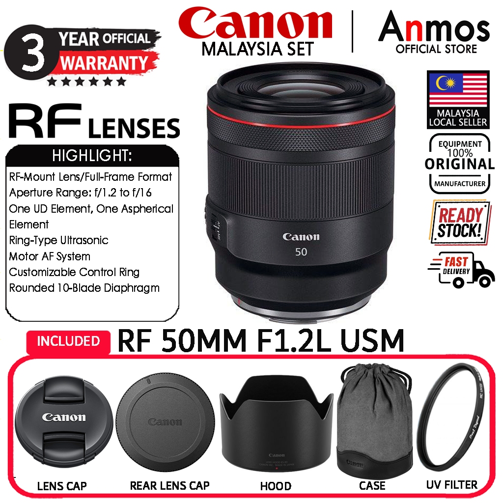 CANON RF 50MM F/1.2 L USM LENS ( CANON MALAYSIA 3 YEARS WARRANTY )