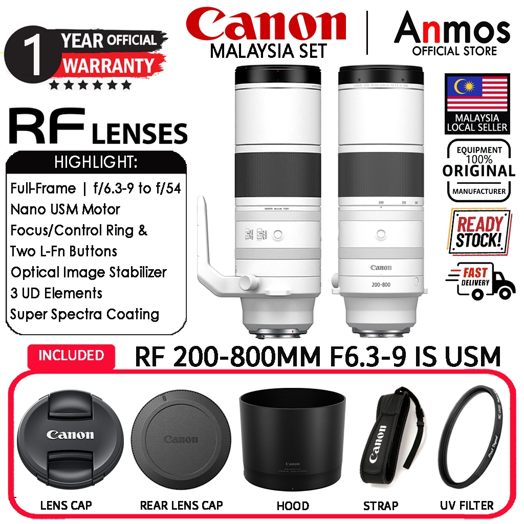 CANON RF 200-800MM F/6.3-9 IS USM LENS ( CANON MALAYSIA 1 YEAR WARRANTY )