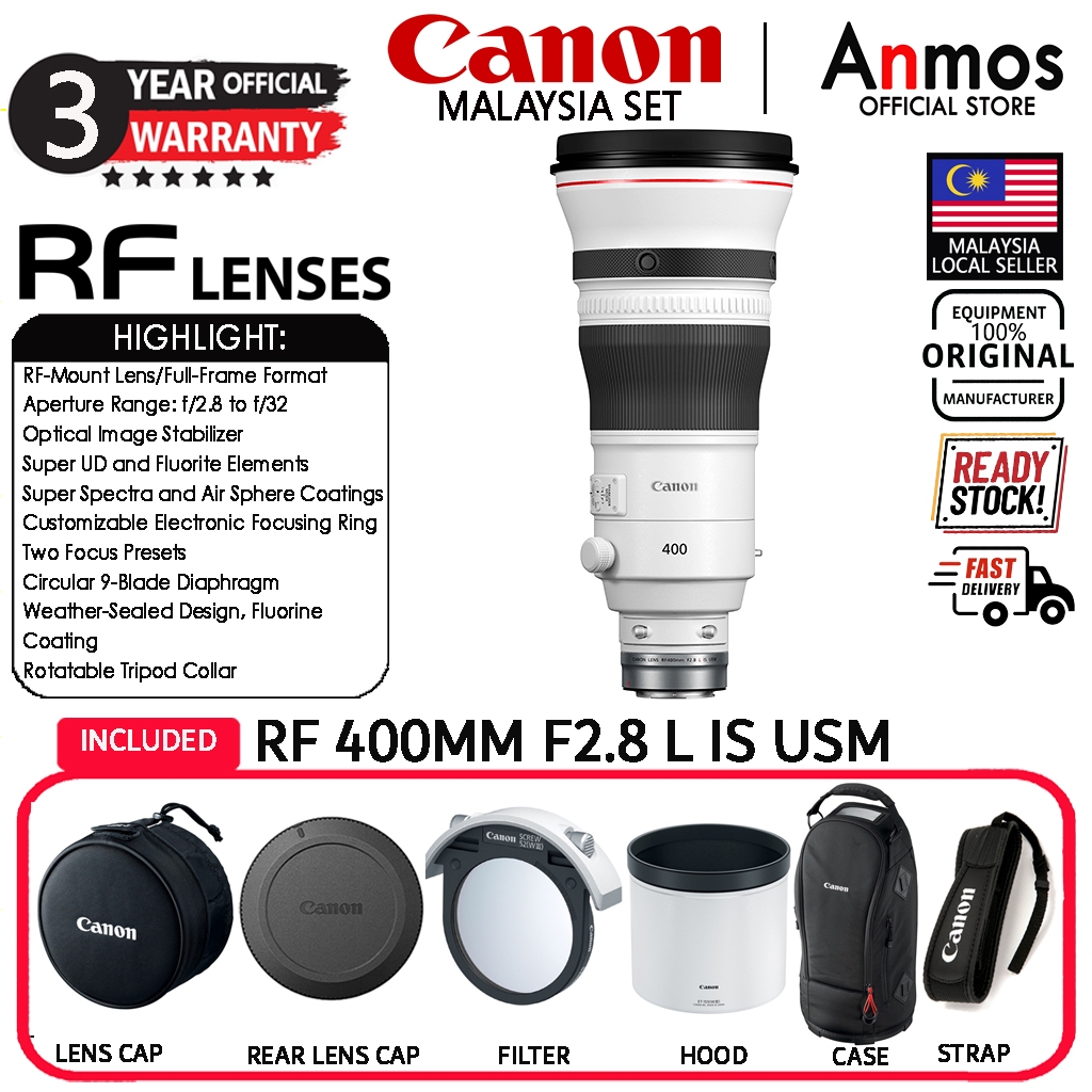 CANON RF 400MM F/2.8 L IS USM LENS ( CANON MALAYSIA 3 YEARS WARRANTY )