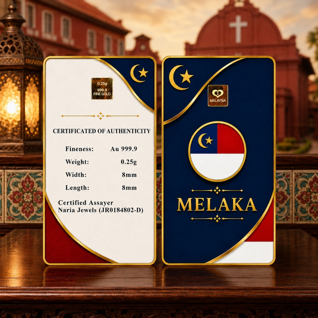 Naria 999.9/24K Gold Bar 0.25gm Melaka Design Edisi Negeri Malaysia Melaka Collection&hellip;