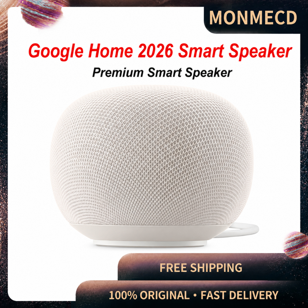 Google Home 2026 Smart Speaker with Gemini AI 360° Sound Smart Home Hub Bluetooth WiFi LED Ring Multi-Room Audio Speaker