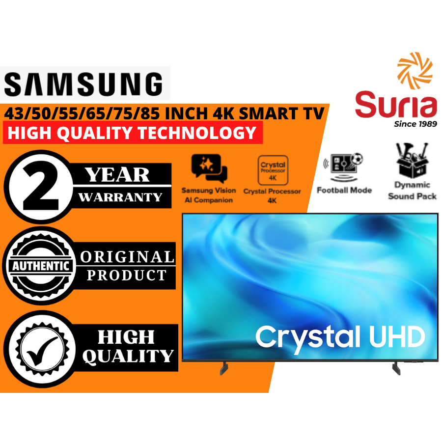 [FREE TNG]Samsung 43''/50''/55''/65''/75''/85'' Inch U8000HKXXM 4K UHD Vision AI Smart TV