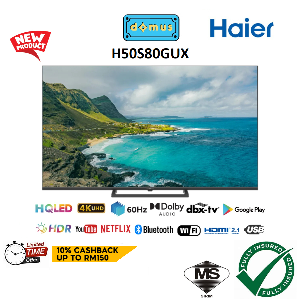 2026 Haier S80G QLED Google TV 50 Inch 4K Smart TV UHD Android HQLED TV 50" Television 电视 電視機 H50S80GUX Replace H50S80F