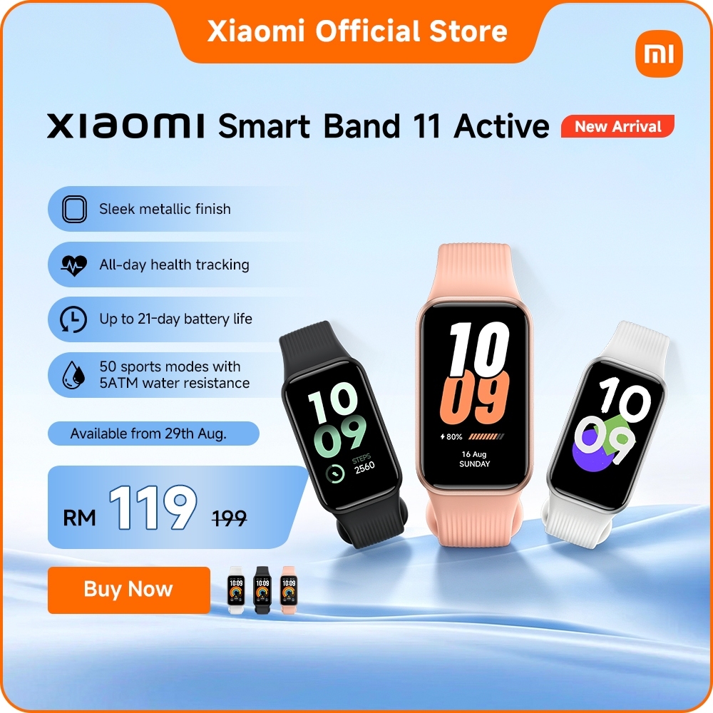 New Xiaomi Smart Band 11 Active | 1.47" 60Hz Display, 21 Days Battery, 50+ Sports Modes, 5ATM Water Resistance