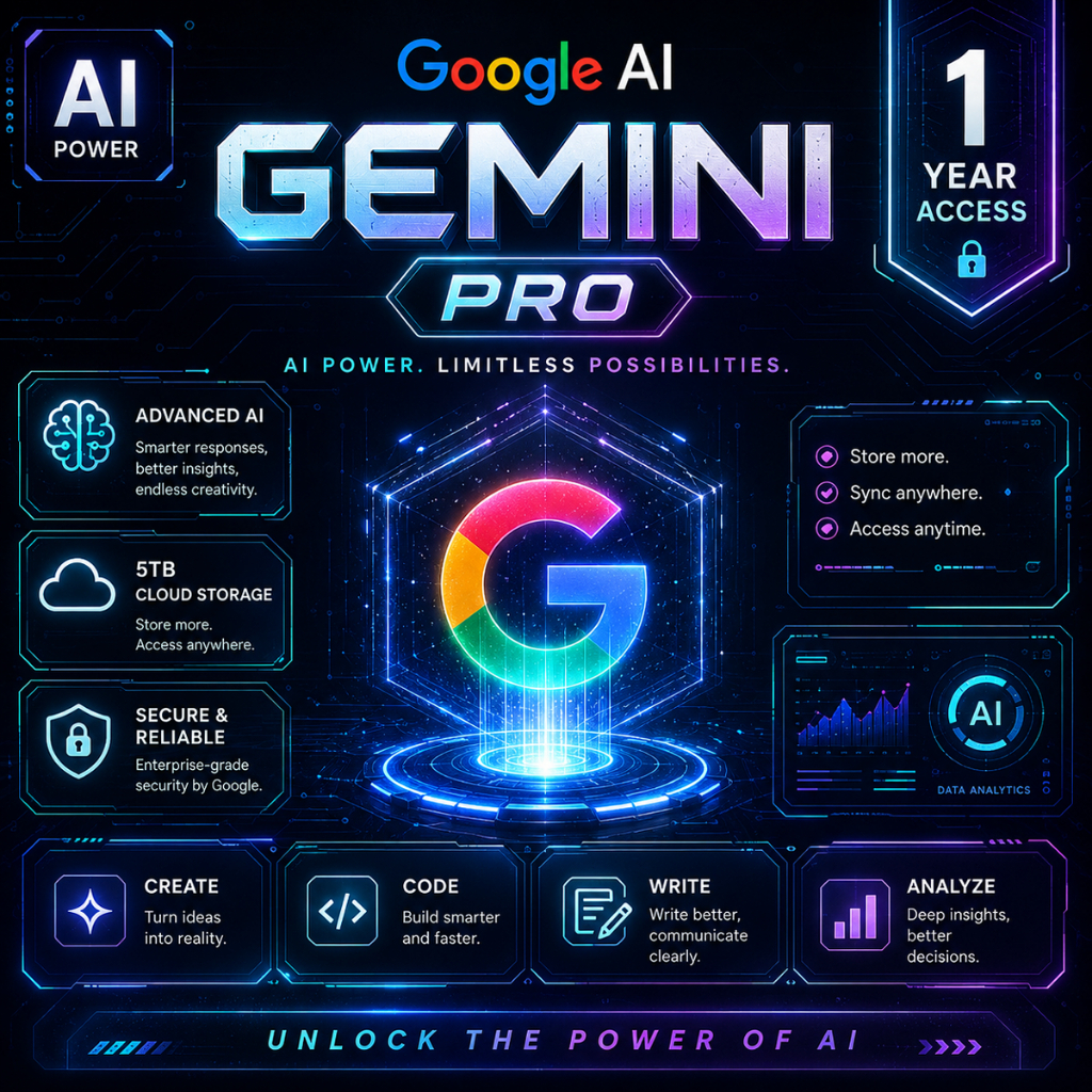 Google Gemini AI l 12 Months - 5TB & 1000 monthly Credits l Jimat & Laju