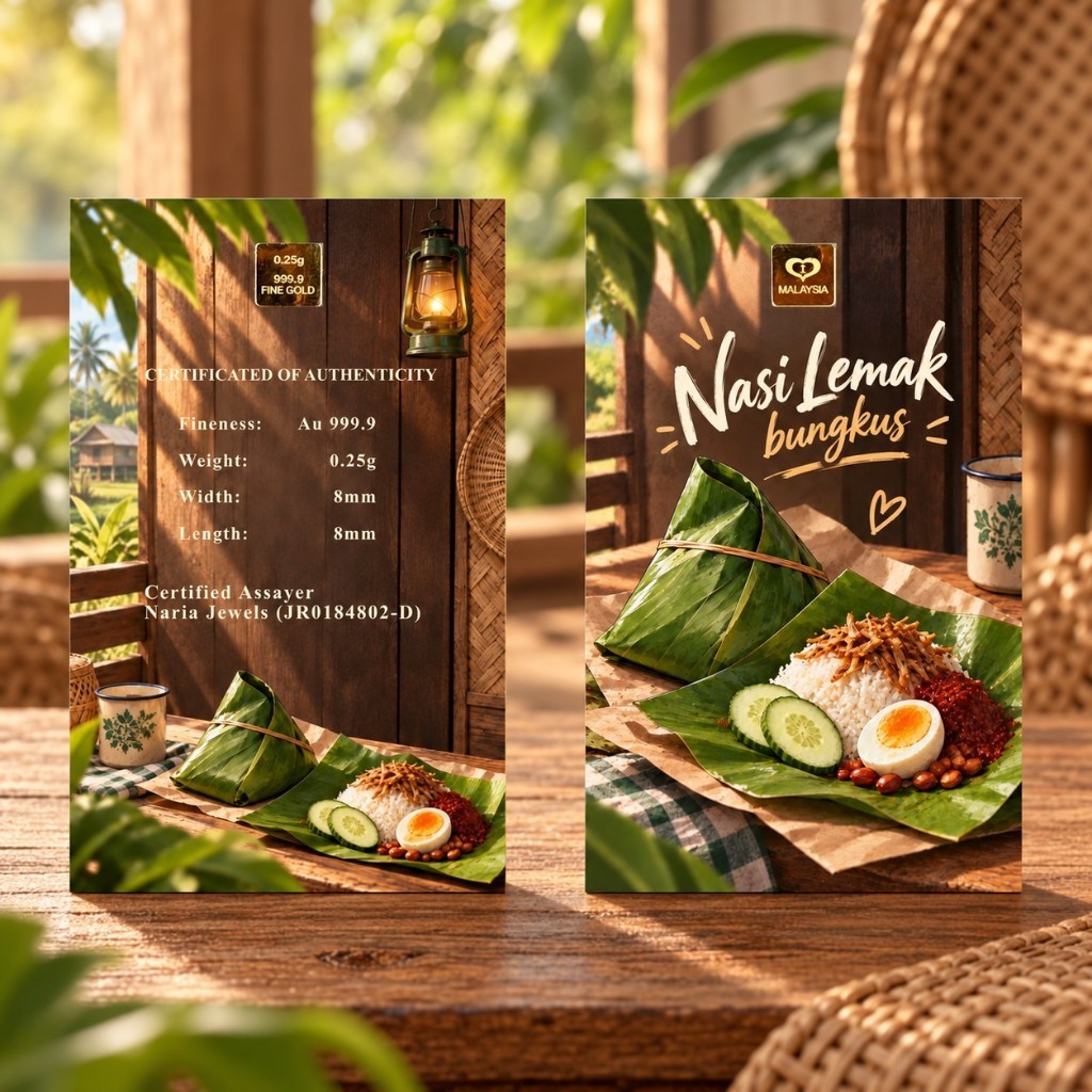 Naria 999.9/24K Gold Bar 0.25gm Nasi Lemak Design Emas Tulen Gold Investment&hellip;
