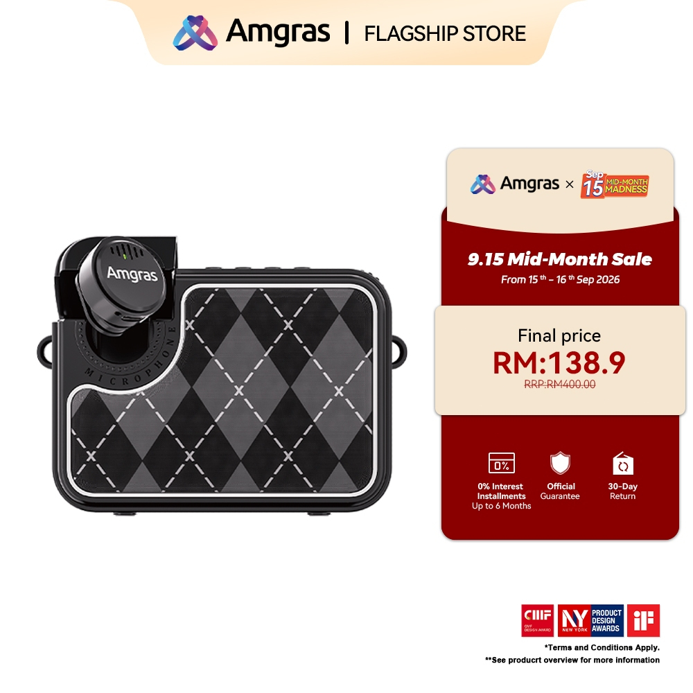 Amgras Mic Pro 1 High-Volume Wireless Lavalier Microphone For Teaching, Tour Guides, and Outdoor Explanation - Portable
