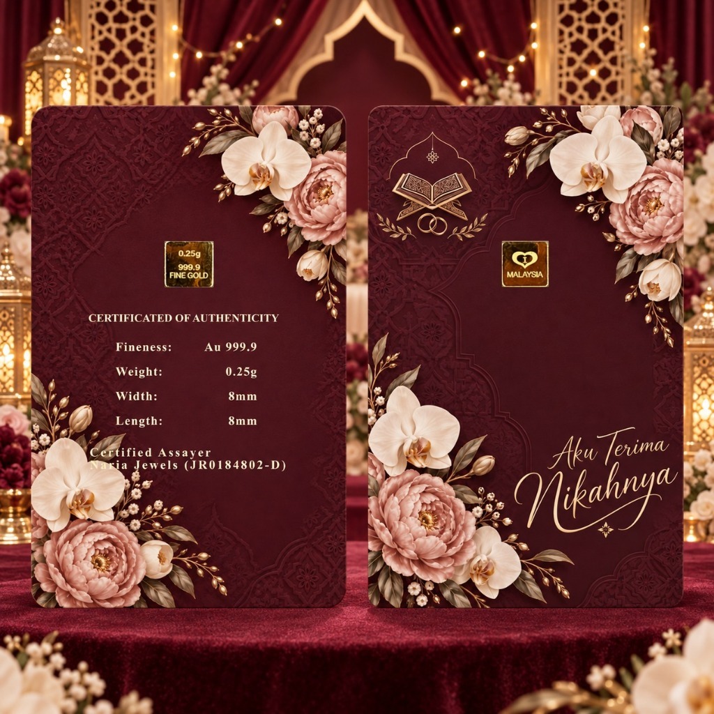 Naria 999.9/24K Gold Bar 0.25gm Aku Terima Nikah Design Emas Tulen Gold&hellip;