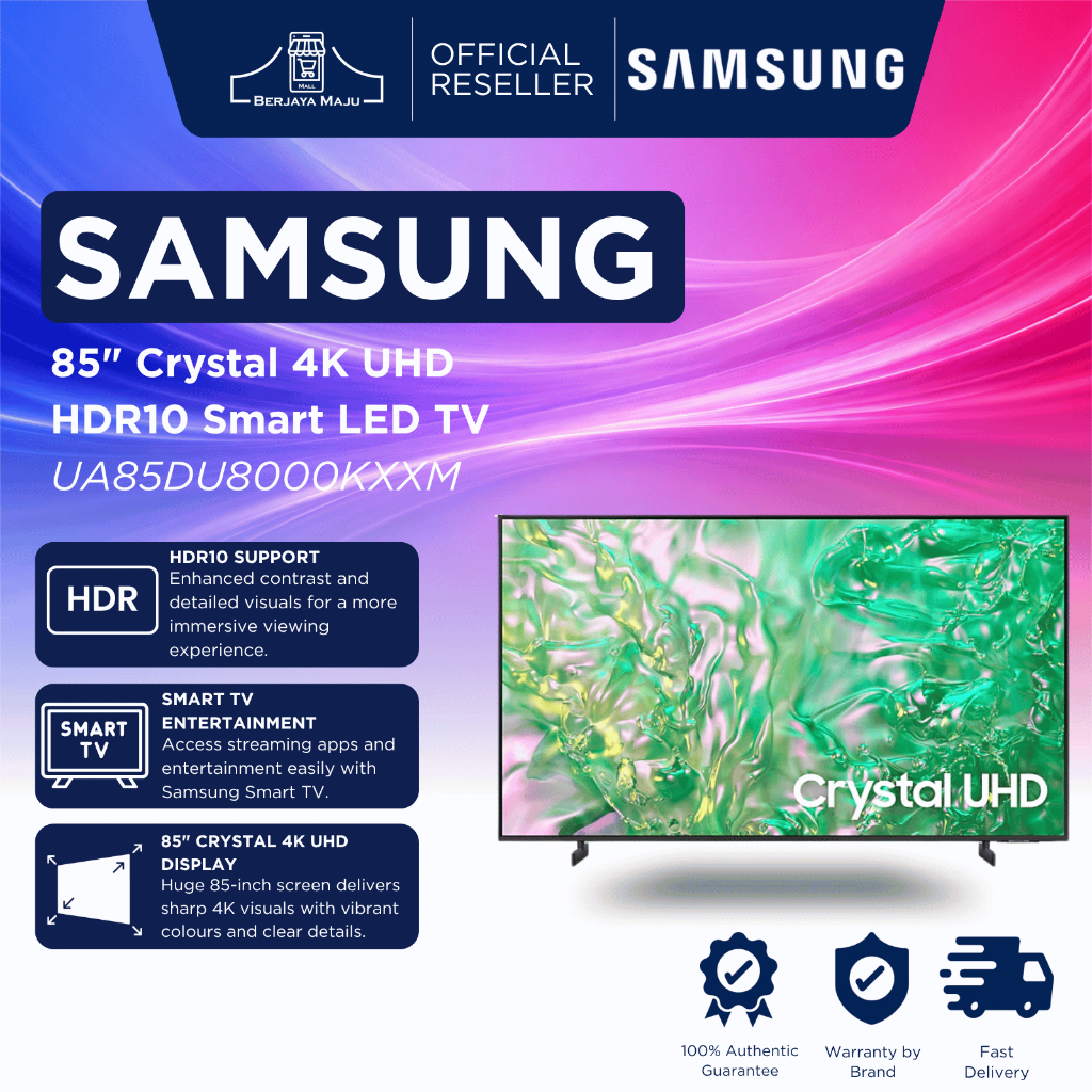 Samsung 85" Crystal 4K UHD HDR10 Smart LED TV UA85DU8000KXXM | 4K Smart TV Google TV Android TV televisyen pintar 智能电视 H