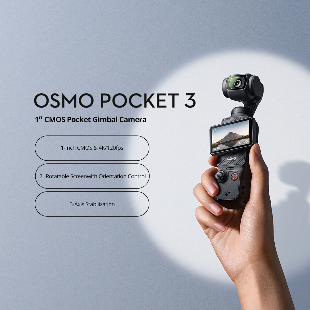 DJI Osmo Pocket 3 - Handheld | 1-Inch CMOS & 4K/120fps | 2-Inch Rotatable Screen | 3Axis Gimbal Mechanical Stabilization