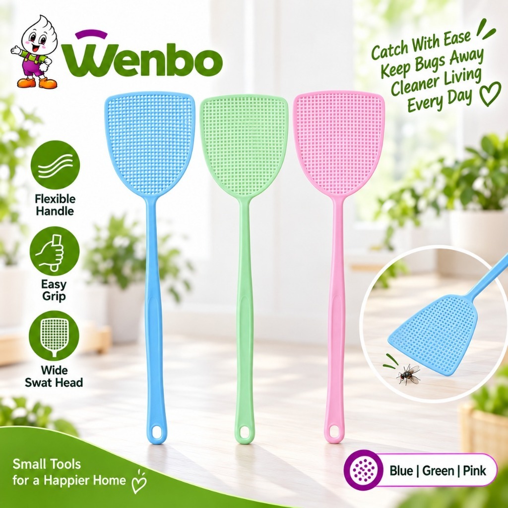 Wenbo Penghancur Nyamuk Large Soft Mosquito And Fly Swatter Lightweight Easy Thickened Plastic Durable Net Grid Design