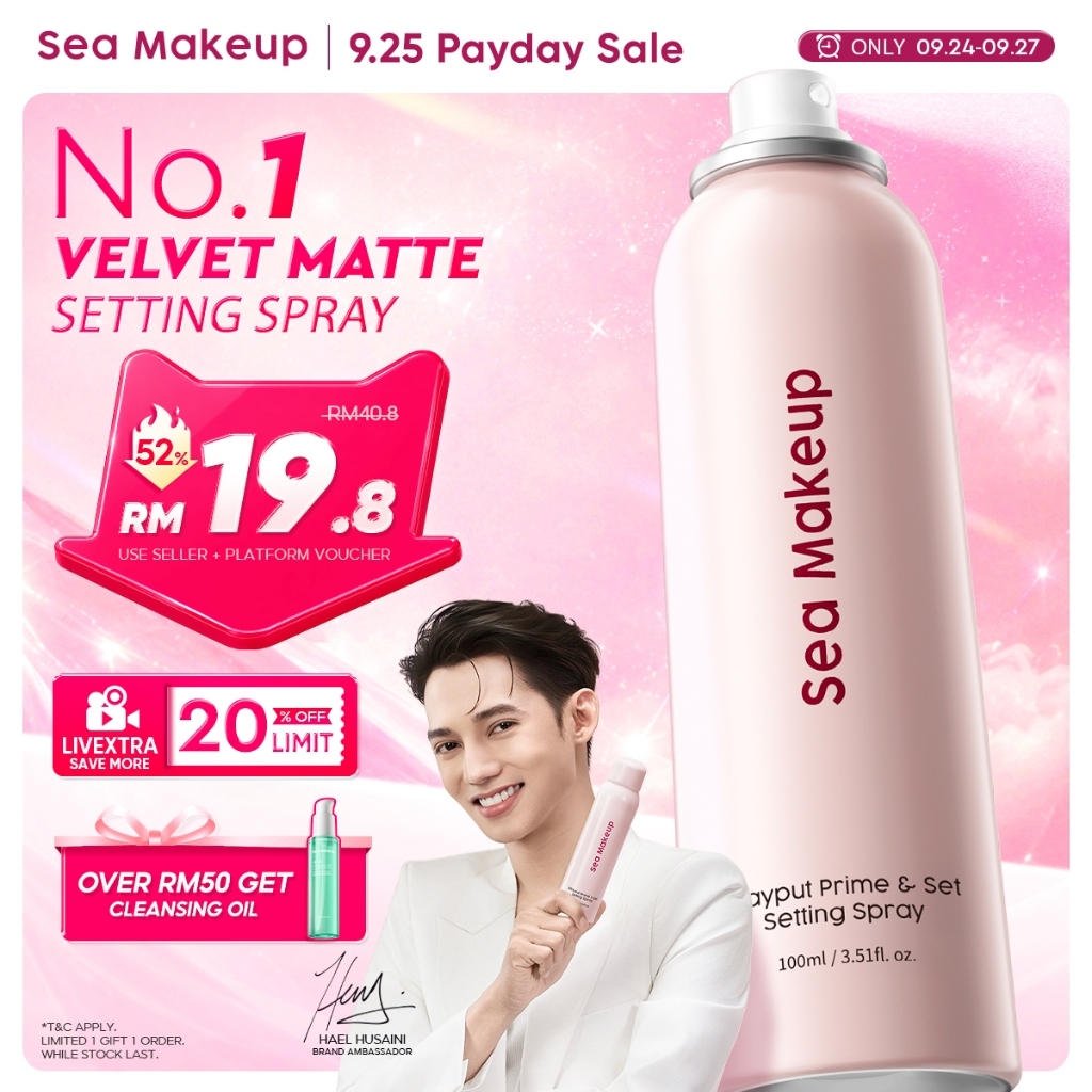 【NO.1】Sea Makeup Stayput Prime & Set Setting Spray Long Lasting Waterproof Oil Control Velvet Matte Finish 100ML