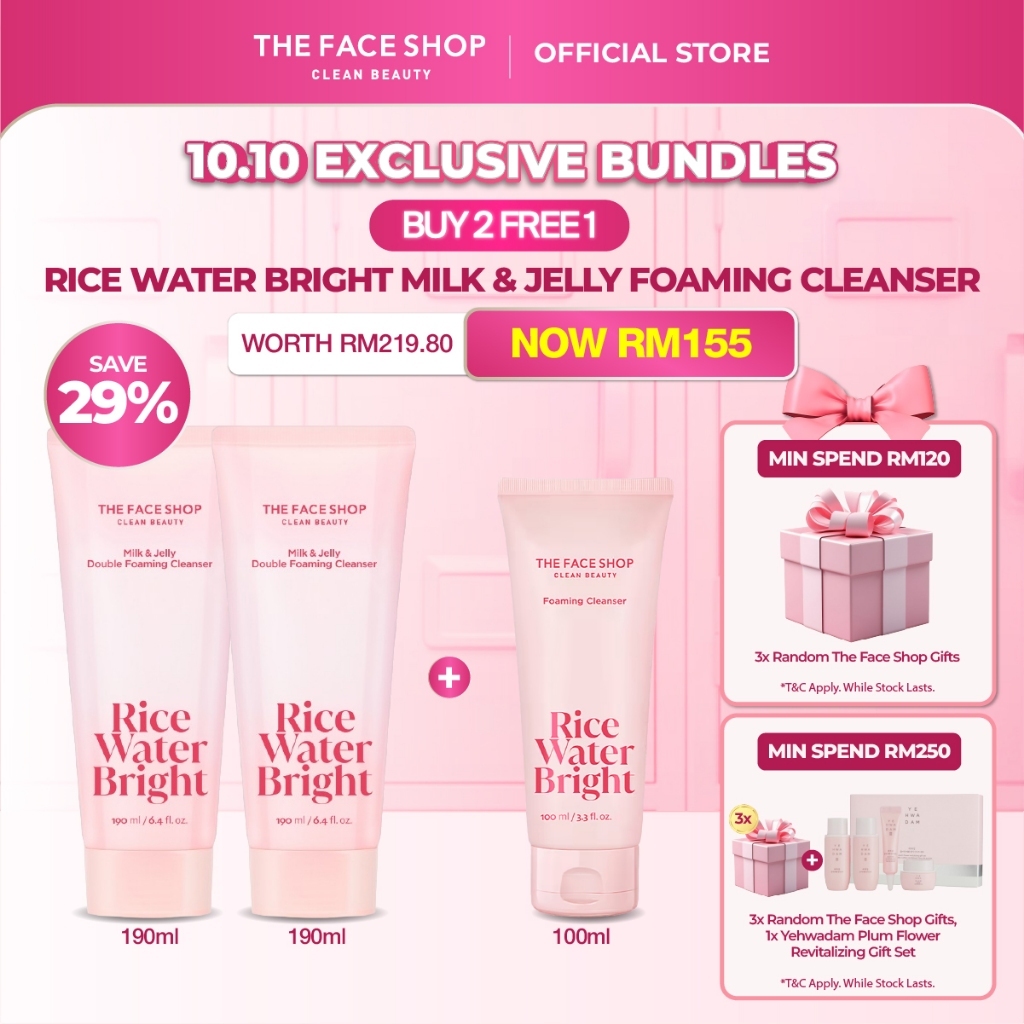 The Face Shop RWB Milk & Jelly Foaming Cleanser Buy 2 Free 1