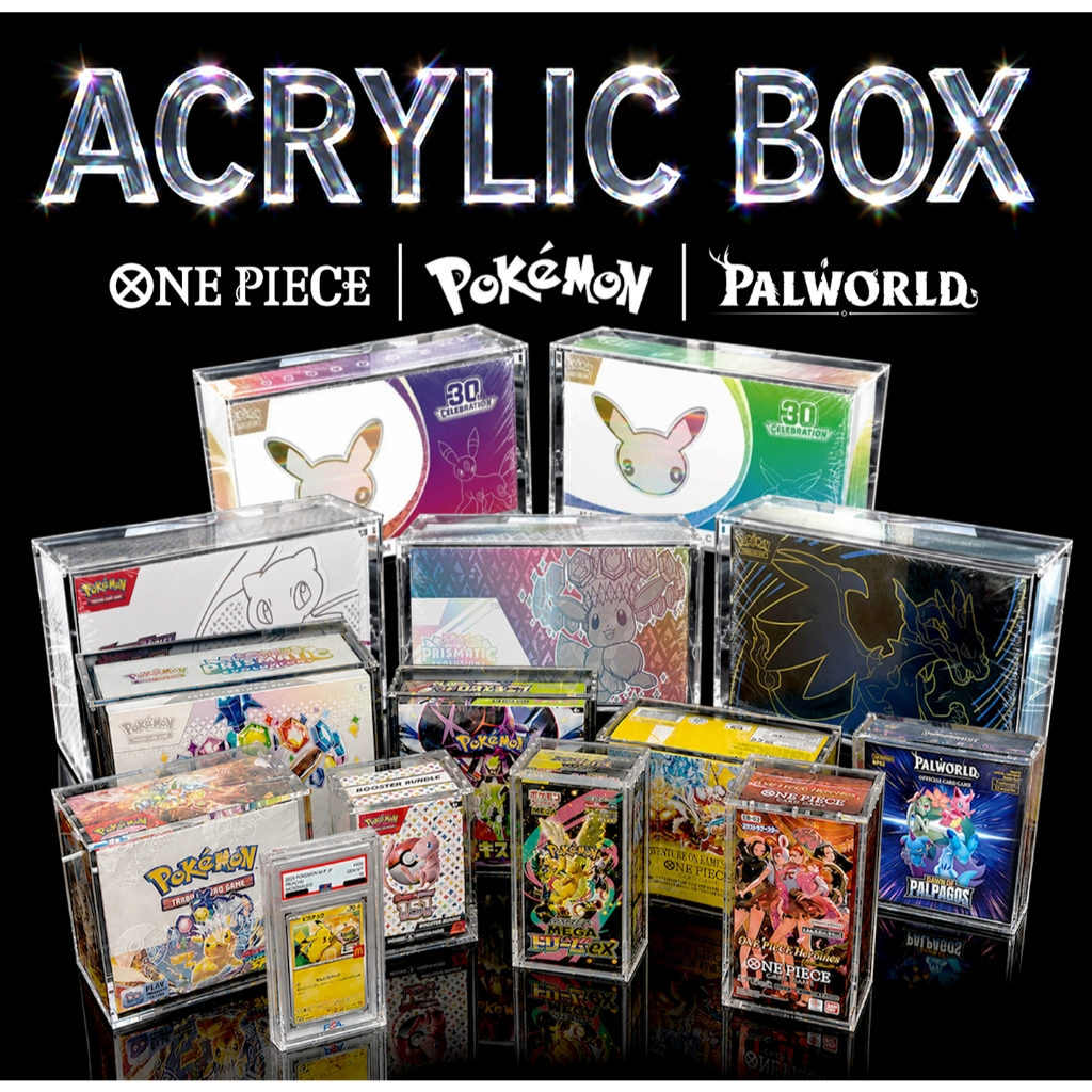 ECOWEARS Acrylic Protection Box - Pokemon & One Piece ETB English Japan Booster Box + Booster Bundle + UPC + SPC + Slab