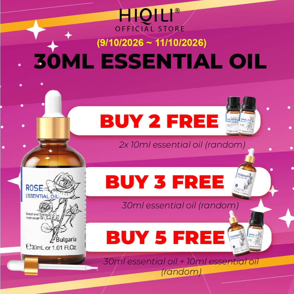 【HiQiLi】30ML Essential Oil Natural Plant Aromatherapy Diffuser Massage Oil Candle Pewangi Bilik 香薰精油