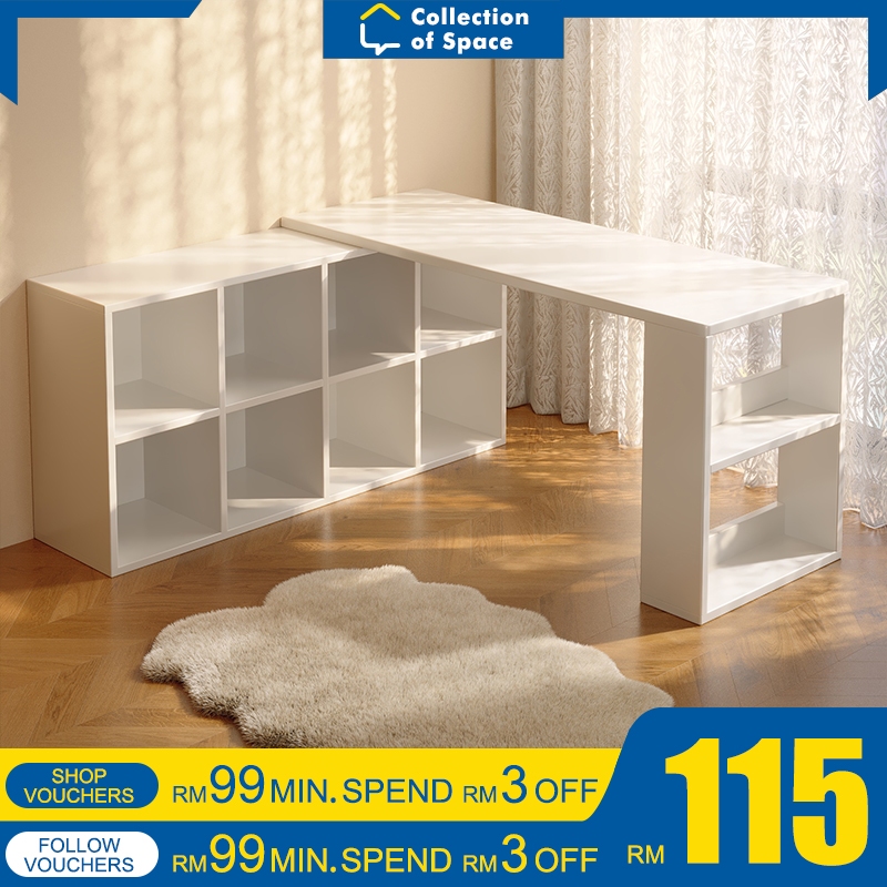 Meja Multifunction Home Office Table With Storage Rack Computer Table Study Table With Bookshelf L Shape Meja Komputer
