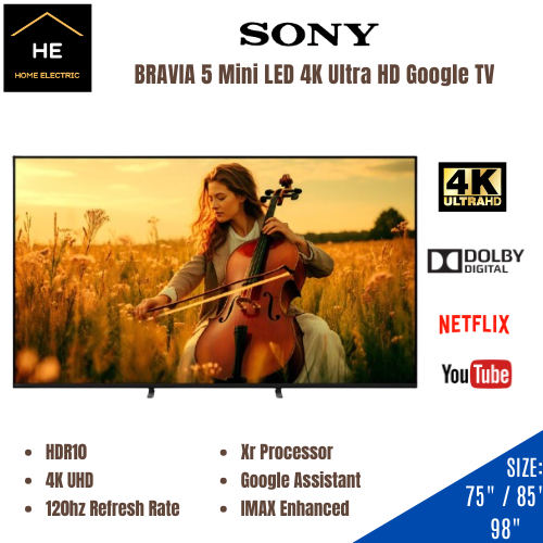 Sony 65 / 75 / 85 / 98 Inch 120hz BRAVIA 5 series Mini LED 4K HDR Smart Google TV K65XR50 K75XR50 K85XR50 K98XR50