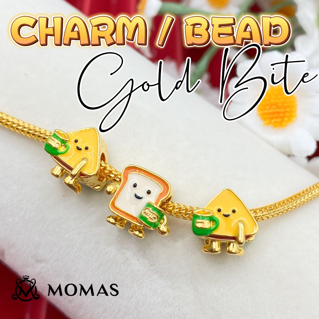 MOMAS Bead / Charm Gold Bite Bajet 5D Emas 916 Beads Alphabets 3D Masdora Bead Enamel Emas 916 Charms 916