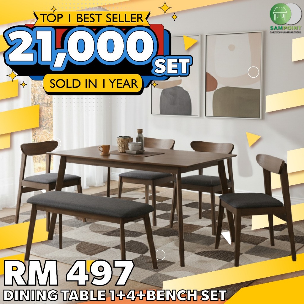 【PROMOSI KILANG】meja makan murah_meja makan minimalis_meja makan kayu_ikea dining table set_table_Furniture_Perabot