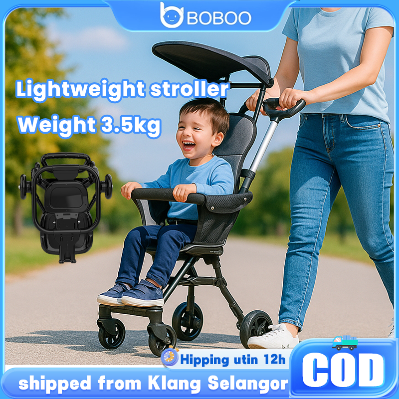【BOBOO】 Baby Stroller 2 way 4 wheels Ultra lightweight Foldable Soft Seat Kids magic stroller 嬰兒手推車
